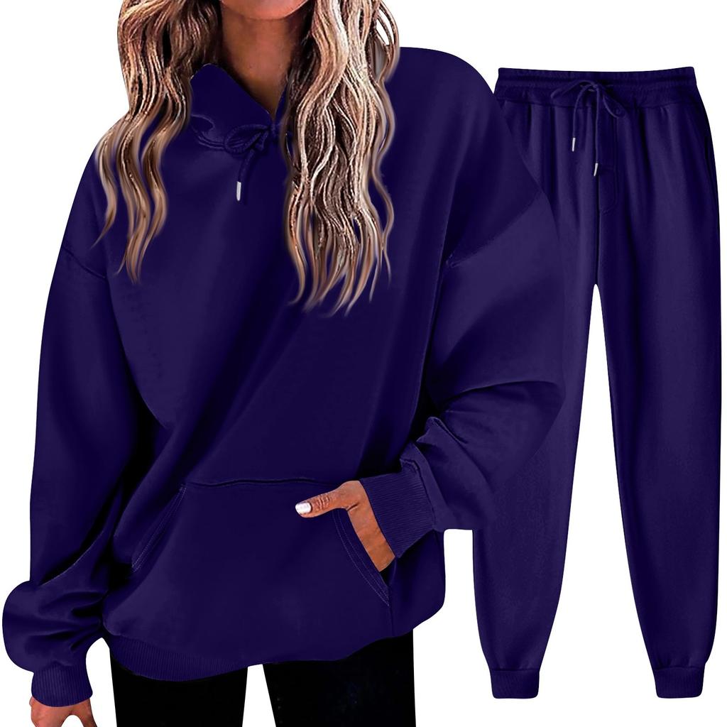 Women's Solid Color Sweatshirt Set (sweatshirt + Sweatpants)