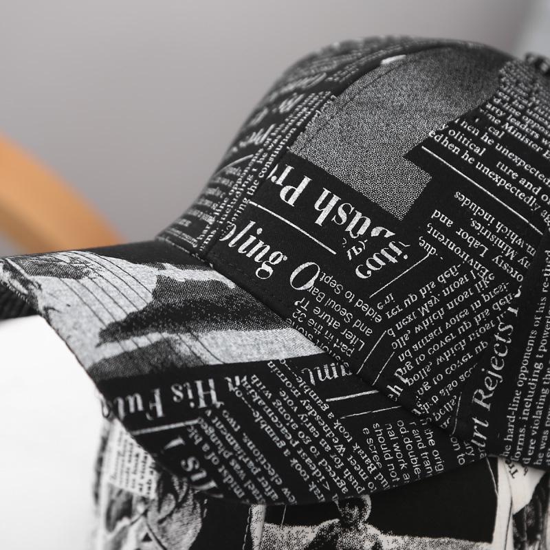Gorra con diseño de periódico Unisex, gorra de béisbol informal con estampado de grafiti, sombreros ajustables para mujeres y hombres, gorro de Hip Hop callejero