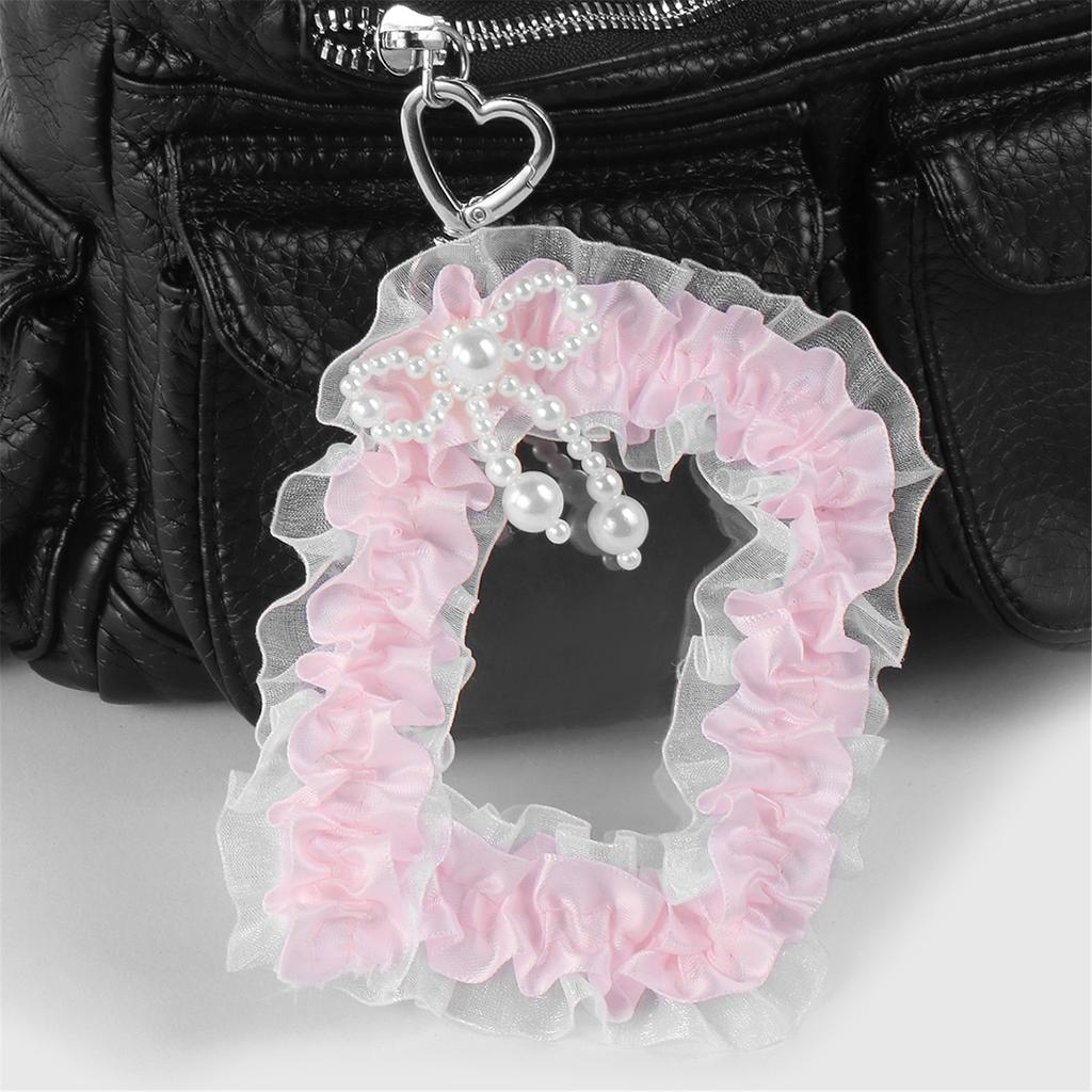 Bow Ruffle Lace Photocard Holder Keychain Id Card Holder Protective Sleeve Credit Card Holder Protector Pendant Keychain