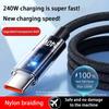 240W Nylon Cable USB Dual Type C Super Fast Charging Cable For Samsung Xiaomi Huawei LED Digital Display USB C Charger Data Cord
