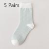 5 Pairs Socks Women's Autumn and Winter Mori Green Mid-calf Socks White Trend High Top Socks Cotton Socks Dotted Plaid Stockings
