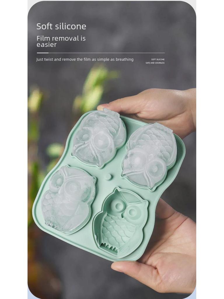 Silikon-Eiskugel- und Würfelform mit Eulen- und Katzenmotiv für Zuhause