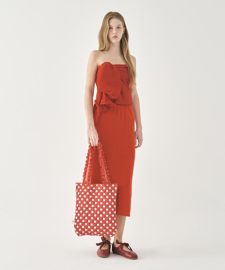 Pleatsmama Polka Dot Shoulder Bag Red
