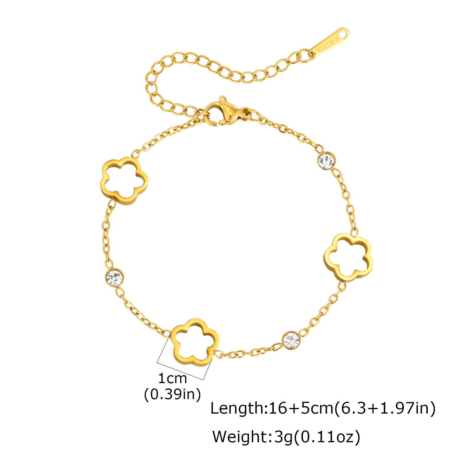 

Clover Bracelet for Women, Lucky Five Leaf Charms Stainless Steel Adjustable Hand Chain Bracelet, New Fashion Accessories