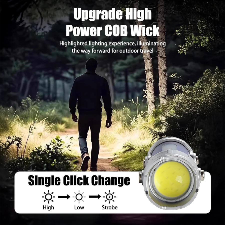 Portable MINI LED COB Handheld Flashlights High Brightness Keychain Work Lamp Emergency Work Lamp For Outdoor Camping Walking