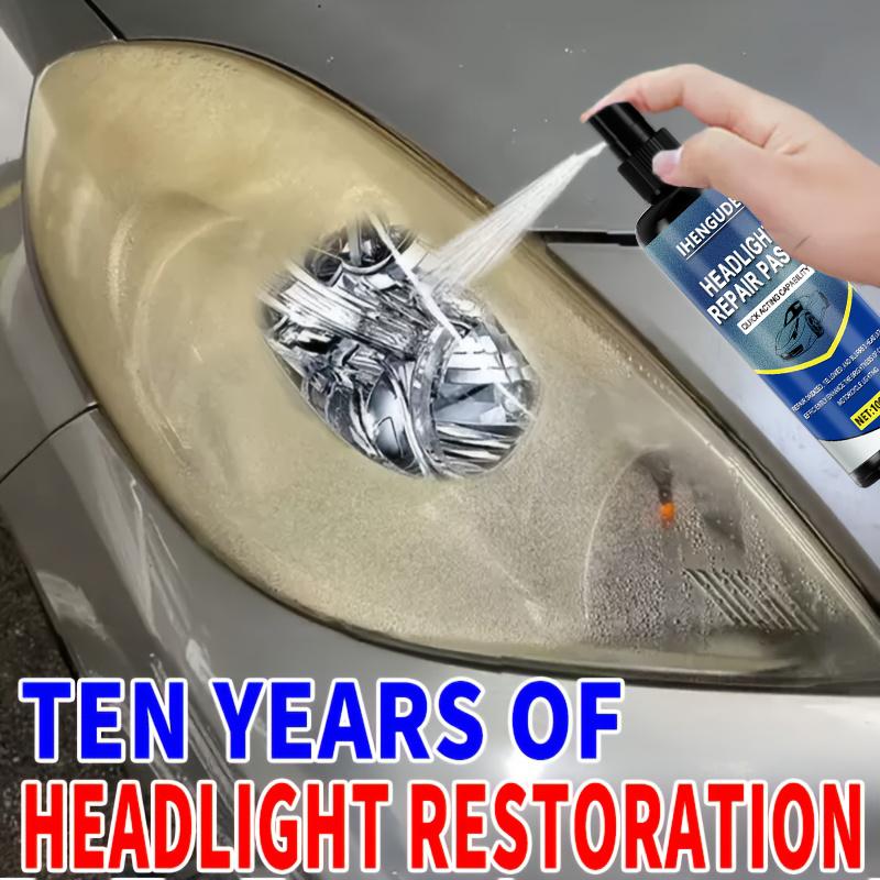 Professional Car Headlight Restoration Spray, Easy Maintenance Kit, Repairs Oxidation, Yellowing, and Blurred Headlights, Comes with Polishing Abrasiv