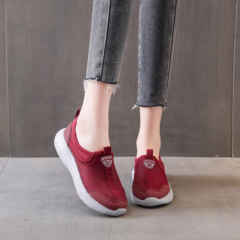 Fashion Women's Flat Bottomed Breathable Mesh Outdoor Sports Anti Slip Soft Sole Tennis Casual Single Shoes Women's Vulcanized Shoes