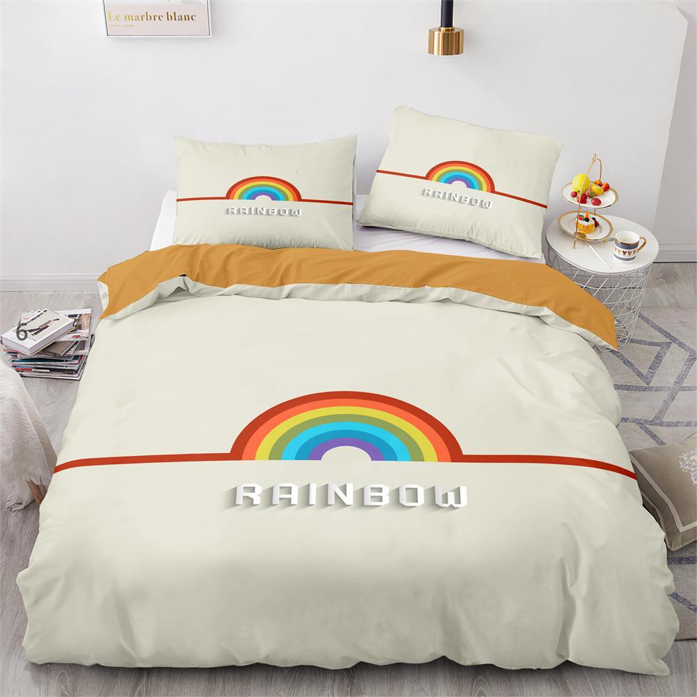 Rainbow Birds Star Duvet Cover Set Twin Full Size Cute Polyester Comforter Cover for Kids Boys Girls Bedding Set Quilt Cover