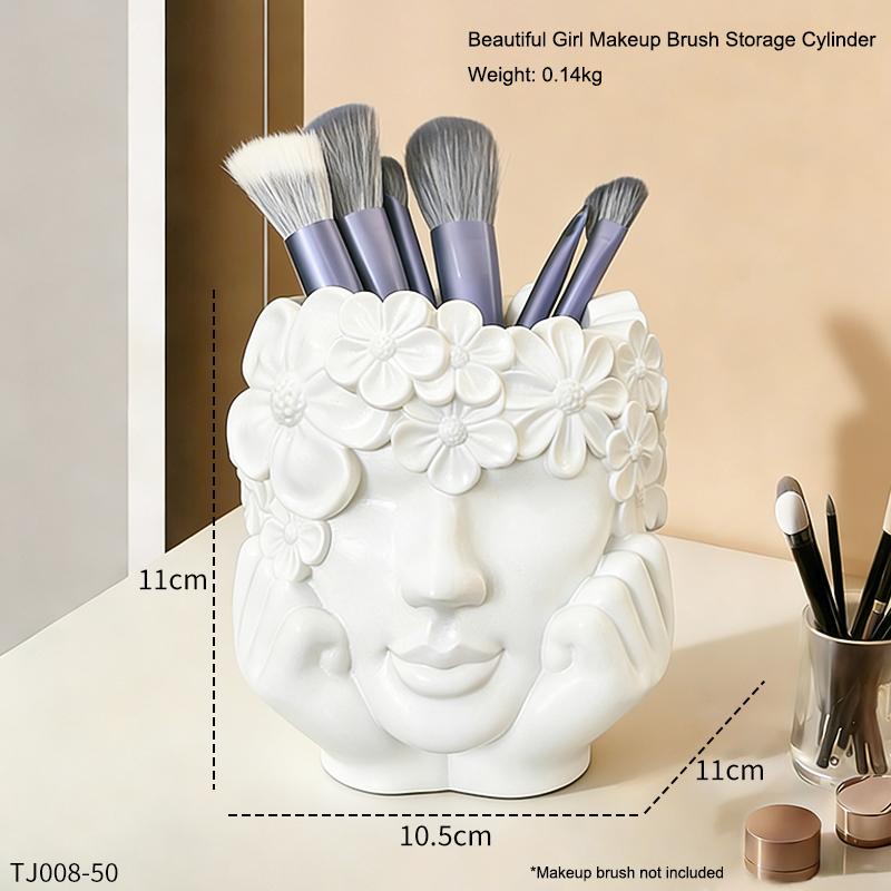 

Creative Beauty Girl Makeup Brush Cylinder Home Storage Ornament Office Desktop Decoration Makeup Brush Organizer Souvenir Gift