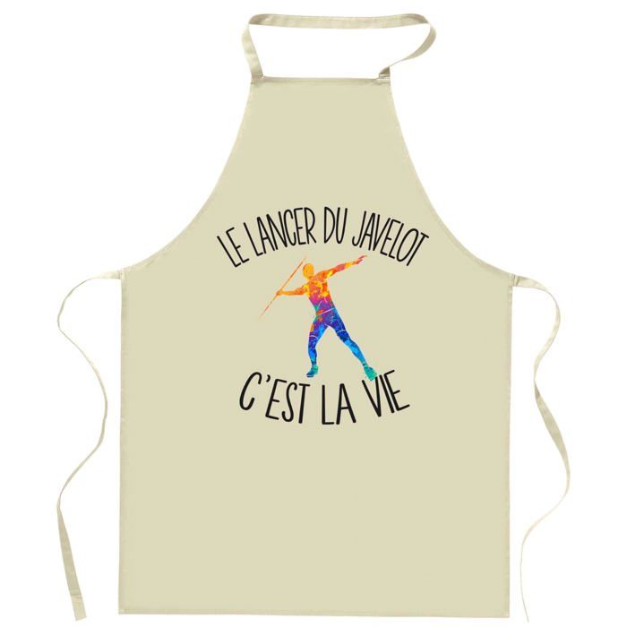 Tablier de cuisine - Planetee - motif "Lancer du javelot C'est la vie" - coton résistant - impression France