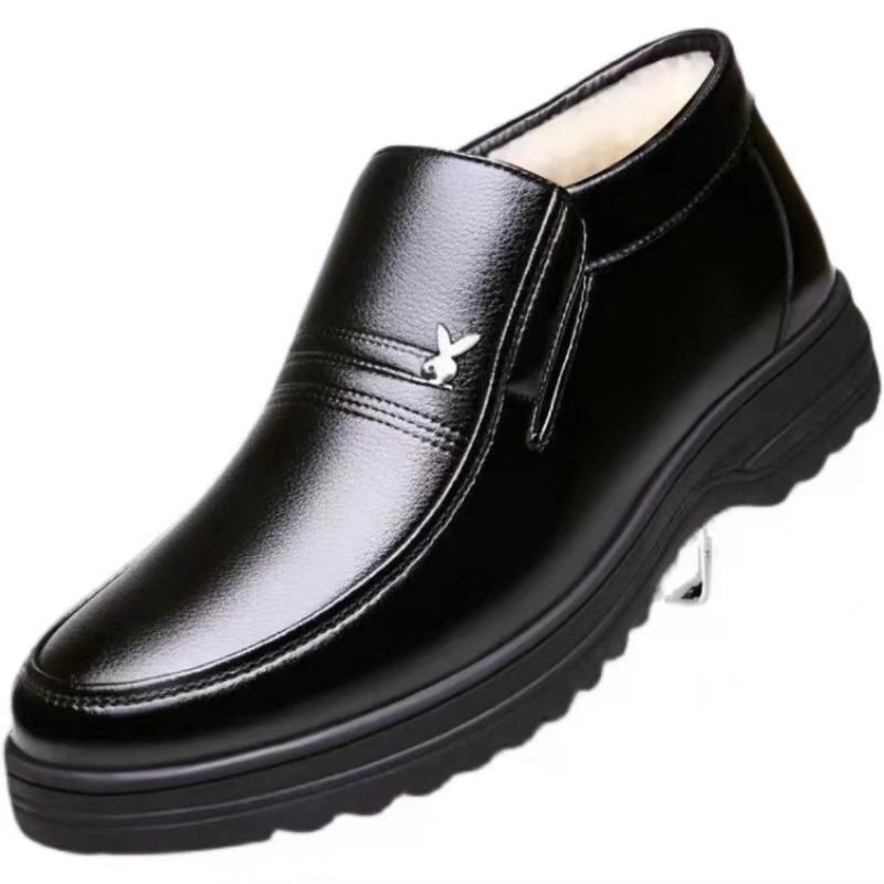 Men's Cotton Shoes Are Warm In Winter, Velvet and Non-slip, Men's Casual High-top Cotton Shoes, Elderly Cotton Shoes, Men's Leather Cotton Shoes