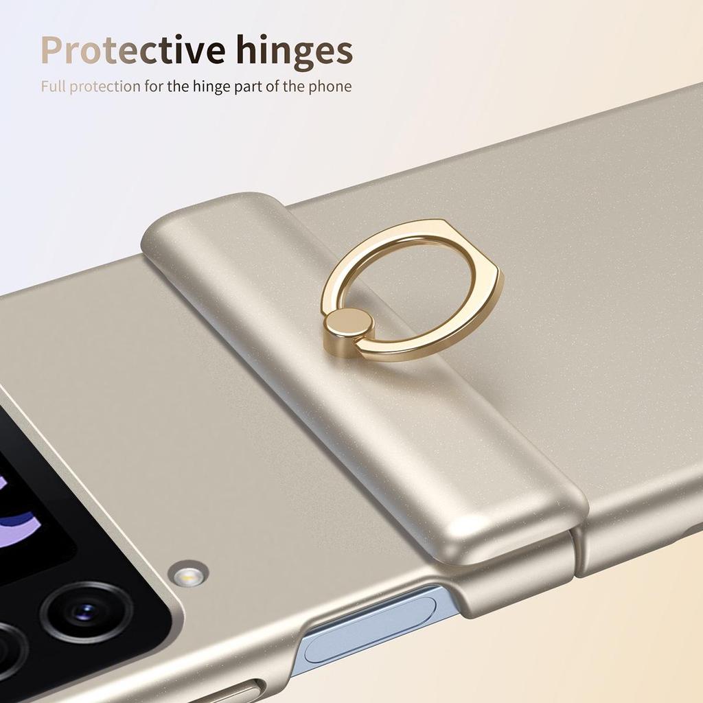 Samsung ZFlip3/4 Electroplated Full-Coverage Drop-Proof Case with Hinge Ring Holder