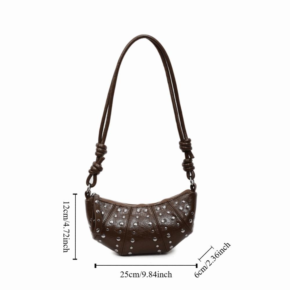 Crossbody Bag Rivets PU Dumplings Bag Small Pack Punk Style Handbags Croissant Shoulder Bag  Lady