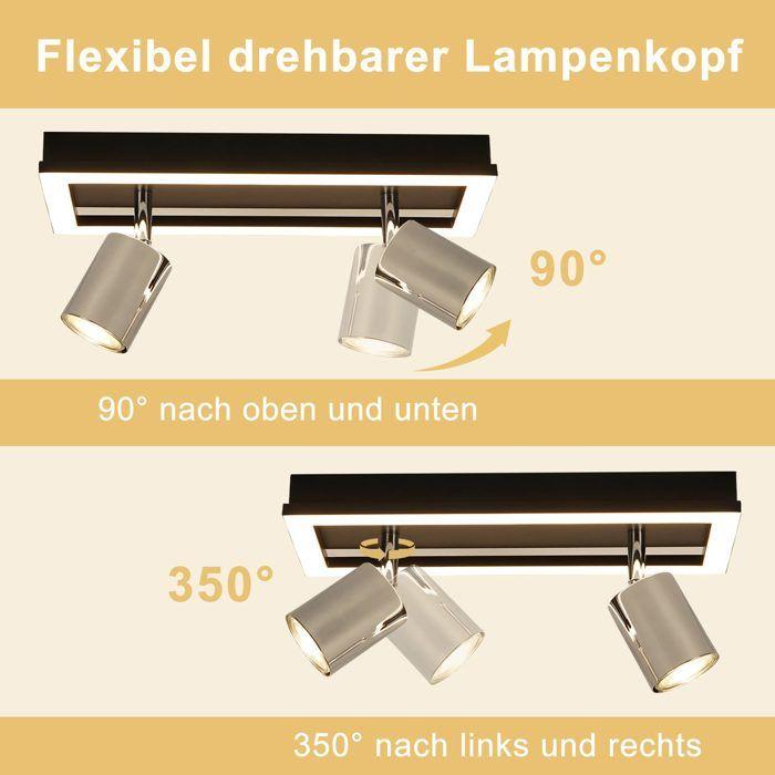 Plafonnier - NETTLIFE - Spot LED plafond 2 flammes - GU10 - 12W - Noir