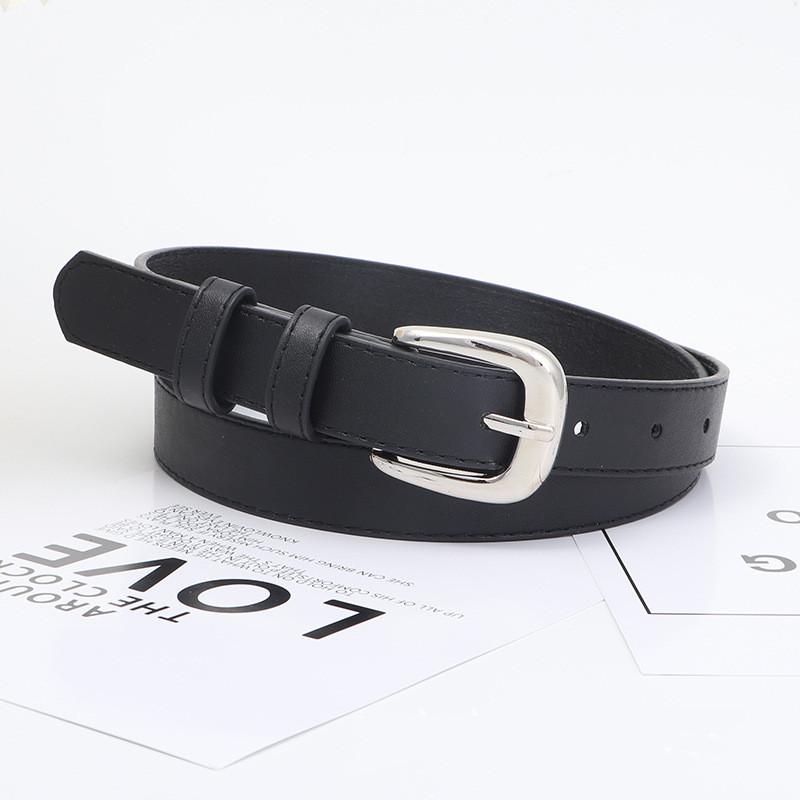 Needle Womens Silver Buckle Slim Belt Premium Minimalist Accessory Versatile