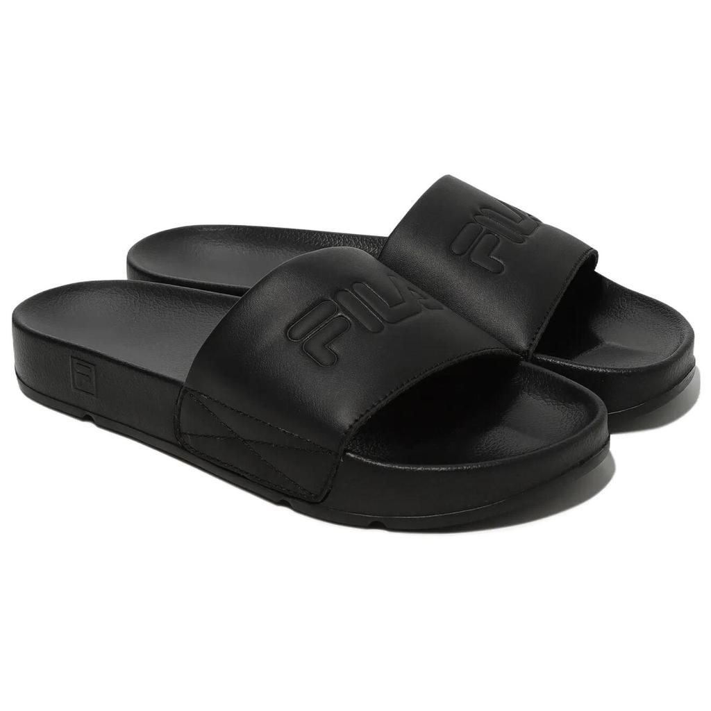 FILA DRIFTER Outerwear Rubber Sole Abrasion Resistant Abrasion Resistant Slide Slippers Unisex Black Korean Style 1SM02591G_001