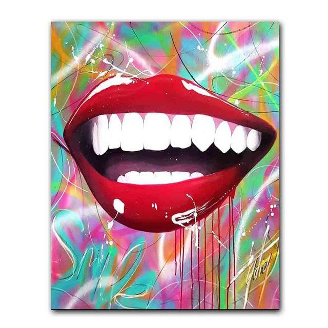 Nordic Graffiti Art Fashion Canvas Painting Sexy Lips Poster Office Wall Painting Living Room Bedroom Home Decoration Mural No Frame