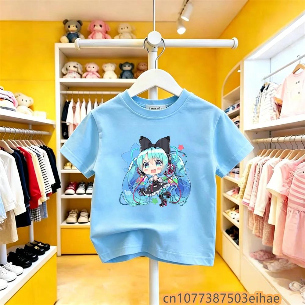 Future MIKU Line Hatsune Miku High Quality Pure Cotton Short Sleeve Printed Casual Fashion Clothes New For Boys Girls Outdoor