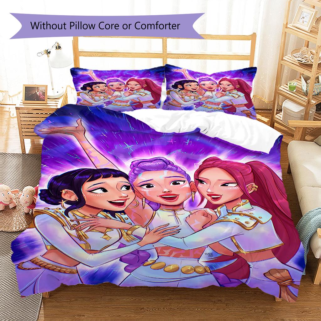 Biancheria da letto con motivo Demon Hunters Kpop, Set piumone Copripiumino Federa Regalo di Compleanno per la Casa (1 * copripiumino + 2 * federa, senza nucleo)