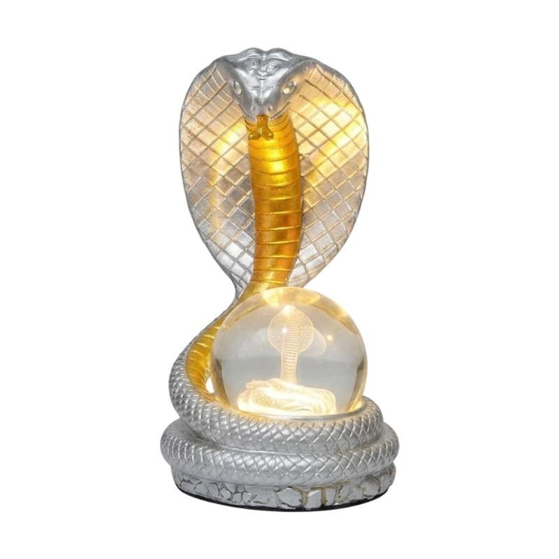 Dominante Schlangenfigurenlampe mit USB-Kabel und Tastensteuerung, Globus-Lichtakzent für Regal, Schreibtisch oder Schrank, Heimdekoration