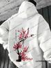Felpe con cappuccio da uomo in cotone con stampa di fiori di prugno giapponesi Autunno Inverno Felpa alla moda a maniche lunghe Pullover casual Top unisex oversize