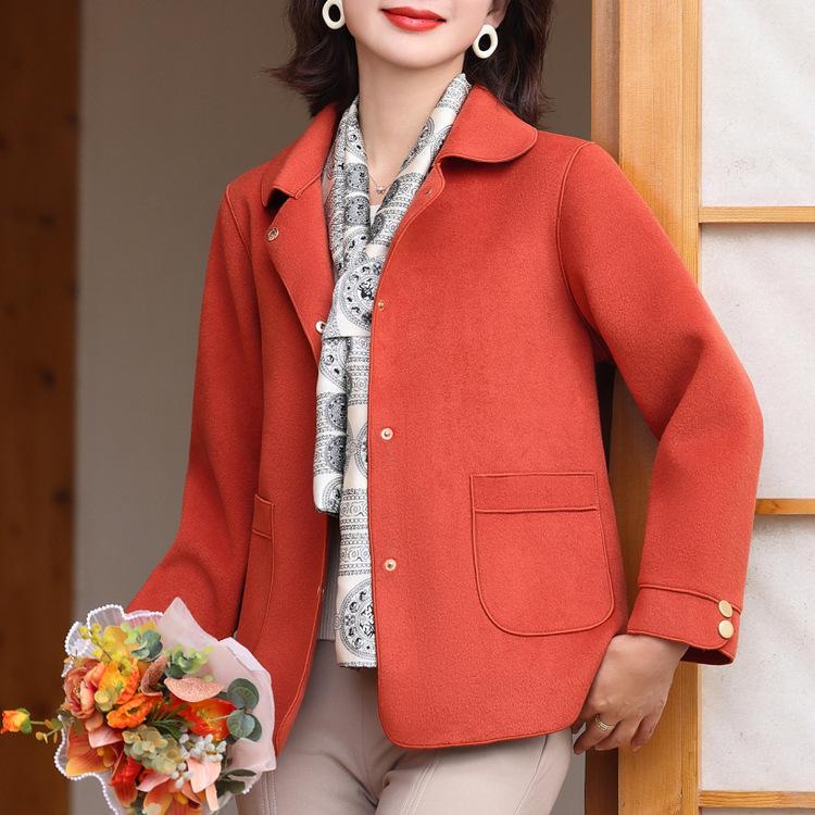 Autumn Clothes Double-sided Wool Coat Short New Style Middle-aged and Elderly Fashionable Women's Autumn and Winter Wool Top for Women