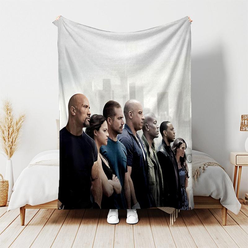 1pc Blanket Fast and Furious Print Design, Lightweight Blanket for Sofa, Bed- Soft &Warm, Gift for All Seasons like Christmas, Halloween