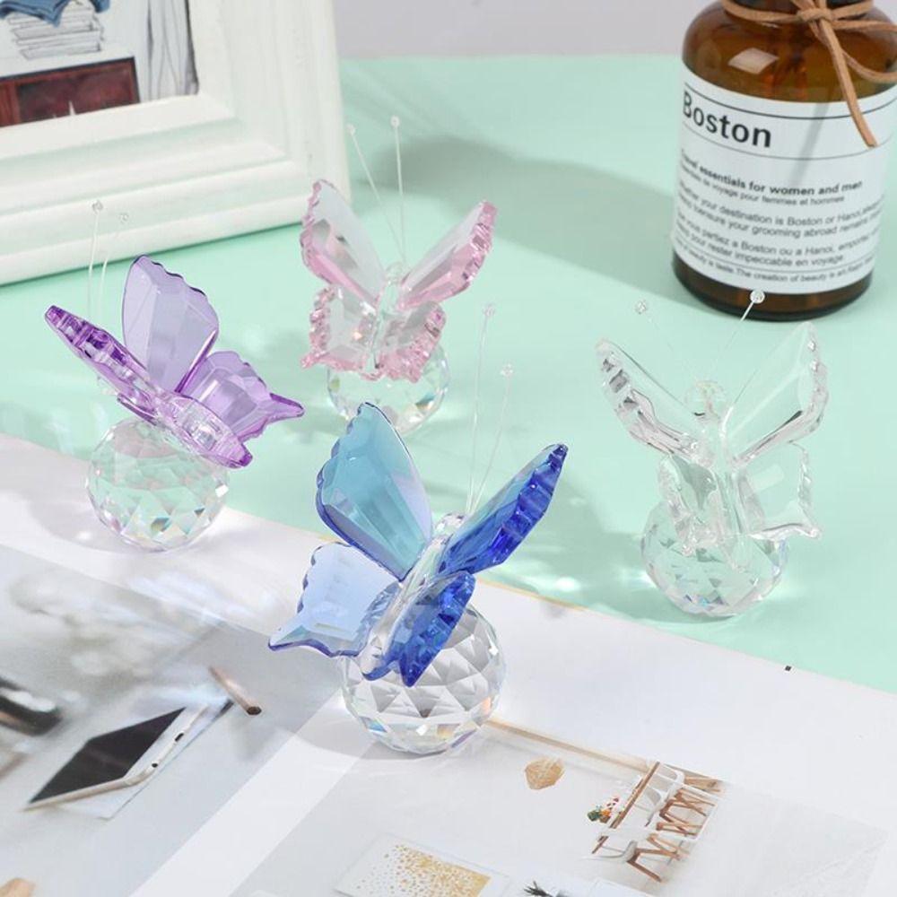 Vivid Crystal Butterfly Cute Crystal  Crafts Simple Miniature Figurines  Home Decoration