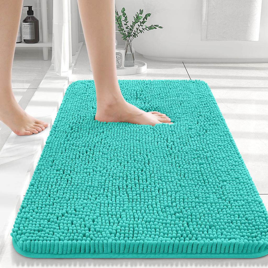 HAPIHAPPY New Chenille Bathroom Rug Mat Extra Soft Thick Absorbent Shaggy Bath Mats Non-Slip Machine Wash Dry Plush Bath Rugs