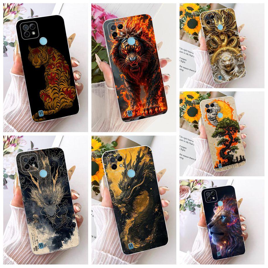 For Realme C21 C21Y Case RMX3201 RMX3261 RMX3263 Cover Cool Dragon Lion Soft Silicone Bumper For Realme C25Y RMX3269 C 21 Fundas