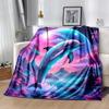1pc Dolphin Printing Lightweight Flannel Blanket, Comfortable and Warm Blanket, for Camping Sofa Bed and Couch Office, Gift
