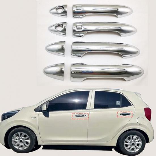 Chrome Door Handle Lid Side Cover Trim For 2016- Kia Picanto Morning 8PCS