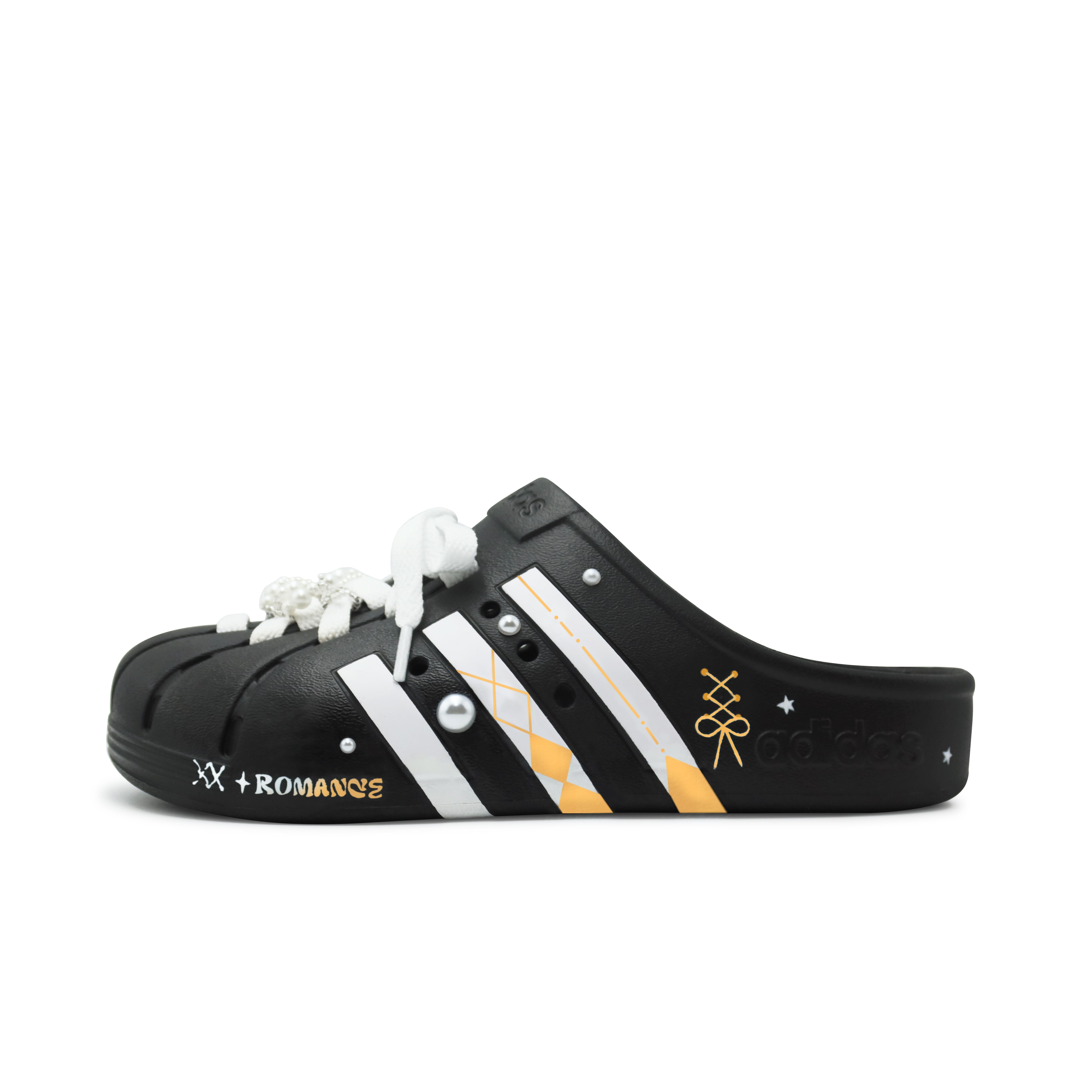 Adidas ADILETTE CLOGS Closed Toe Slippers Unisex Black White Orange GZ5886(Team186-) 37⅓