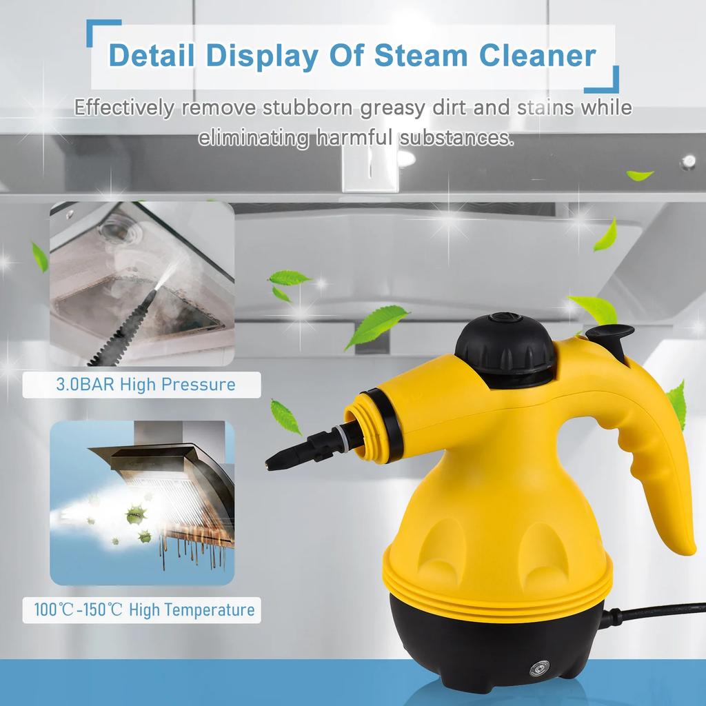 Multi-Purpose Steam Cleaner Handheld Pressurized with 9-Piece Accessories, Perfect for Stain Removal, Curtains, Car Seats, Floor