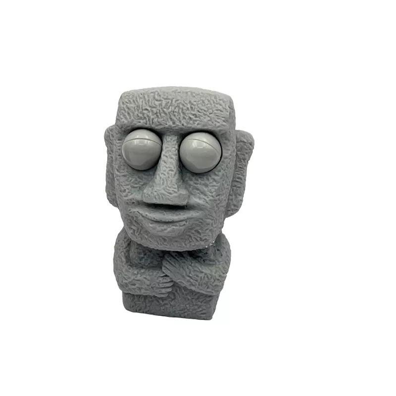 1Pc Slowly Rebounds Moai Statue Squeeze Eyes Interested Expression Relaxes Stress Children'S Gift Stone Man Releases Stress Toy