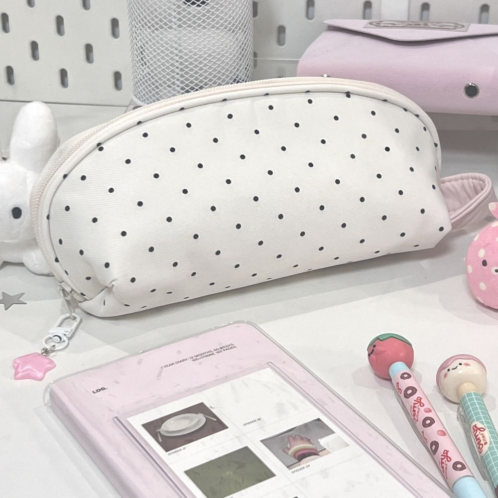 Korean Polka Dot Pencil Case Shell Shape Large-capacity Pen Bag Multi-functional Stationery Organizer School Supplies