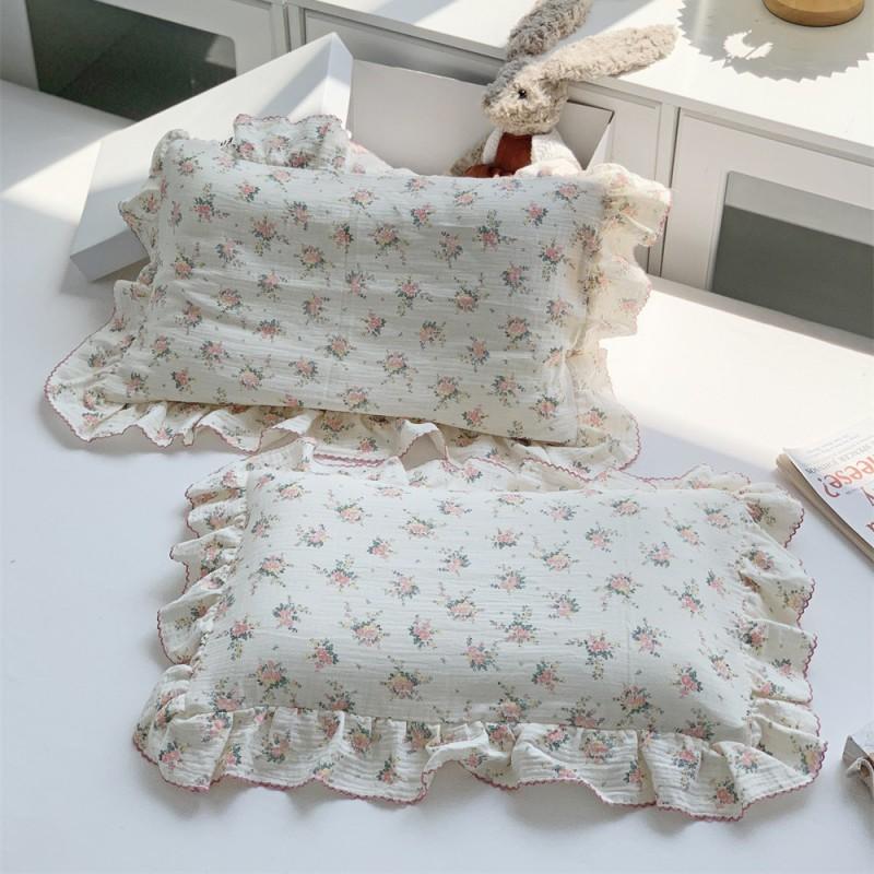 Cotton Kids Pillowcase Girls Use 30x50cm 35x55cm 40x60cm Pure Printed With Ruffle Trim Princess Style