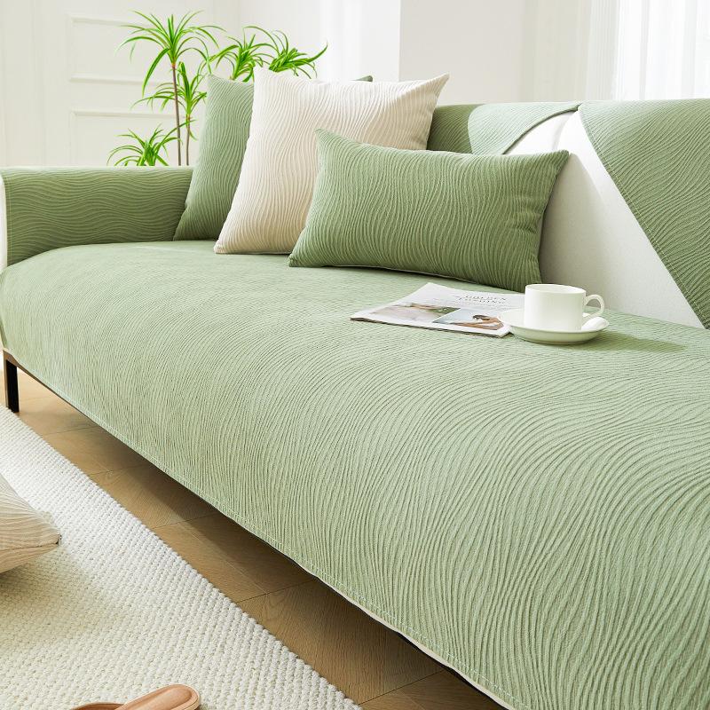 Sofa Cover Chenille Anti Cat Scratch No Pilling Solid Color Universal for All Seasons Sofa Covers for Living Room
