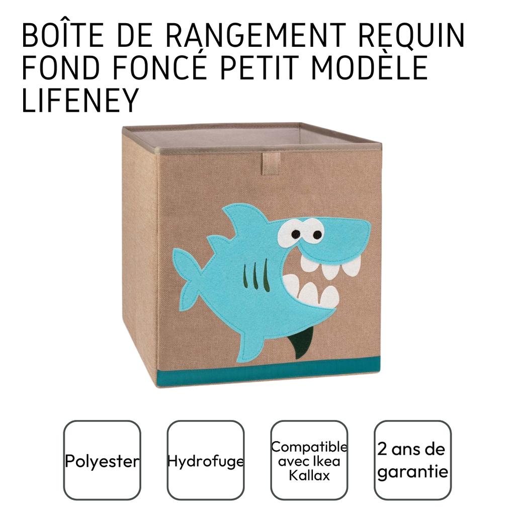 Children's Fabric Storage Box "shark" On Dark Background, Compatible Ikea Kallax Lifeney Ref.