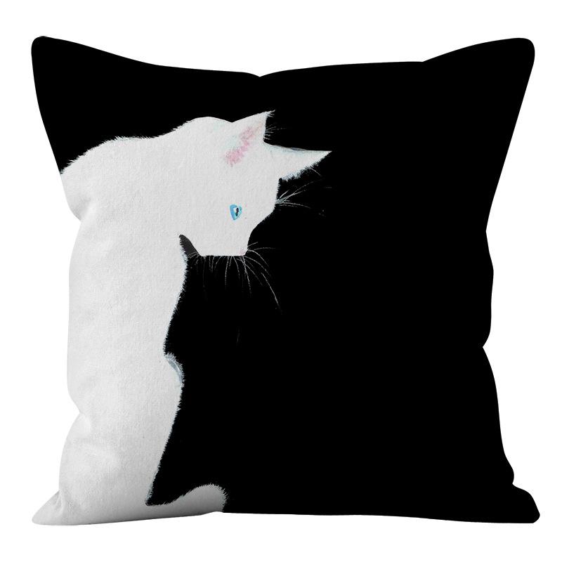 Nordic Ins Style Simple and Light Luxury Lines Black and White Plaid Pillow Case Pillow Lunch Break Pillow Sofa Cushion