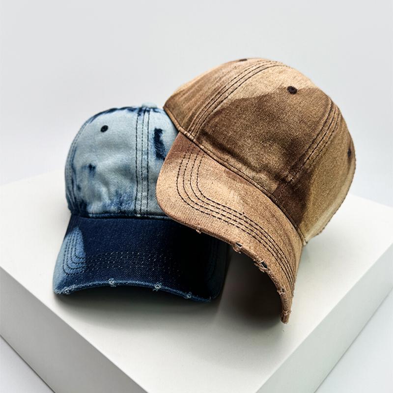 Und Damen Gradient Vintage Distressed Baseballkappen Minimalistischer Sonnenschutz Street Style Atmungsaktive Snapback Hüte All-Match Mode Lässig Ins