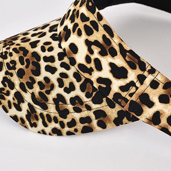 Leerer Dach Leopardenmuster Verstellbares Klettband Sonnenhut Damen Verlängerte Krempe Tennis Sporthut Modeaccessoires