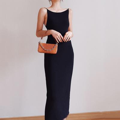 Μαύρο Σέξι Φόρεμα Λεπτή Τιράντα Γυναικεία Φορέματα Πάρτι Για Γυναίκες Καλοκαίρι Bodycon Κοντό Πλεκτό Φόρεμα C-104