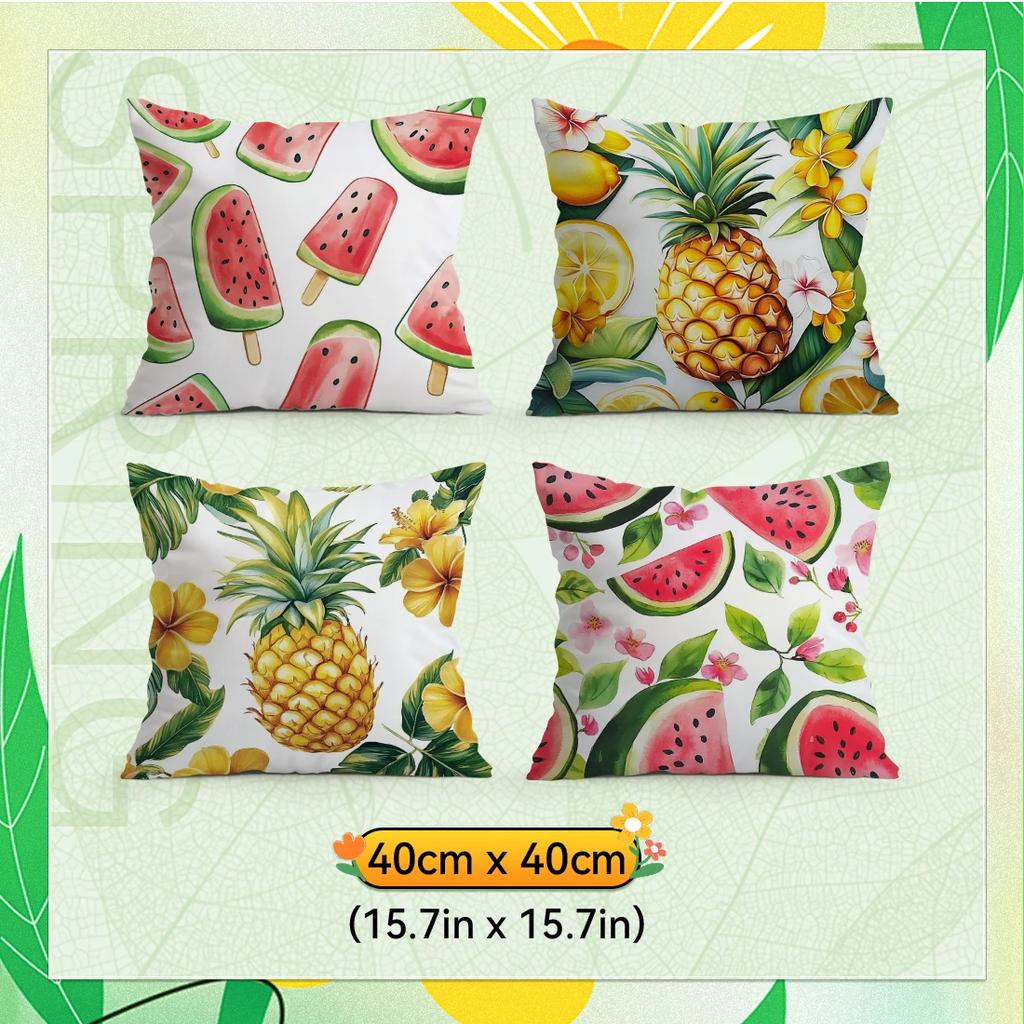 4 pezzi/set Cuscini Tema Frutta Estiva Federe Copricuscino in Poliestere Cuscino da Lancio Federa Decorazione Casa Auto Divano
