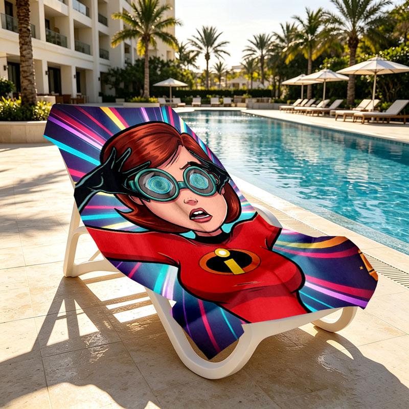 Incredibles Print Beach Towel Design, Soft, Lightweight. for Home Bathroom, Spa, Pool, Yoga, Surfing, Camping, Gift for Family, Friend