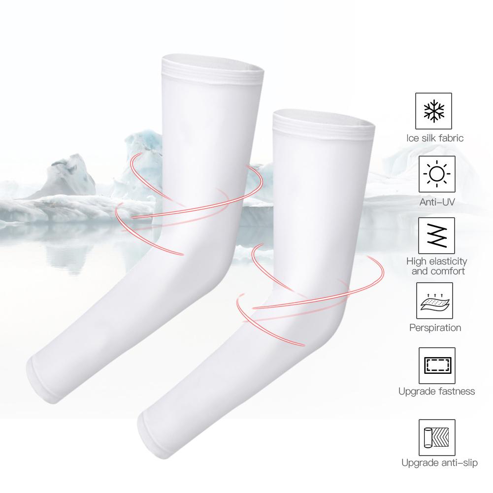 Pair UV Protection Sleeve Sun Cuff Breathable Summer Outdoor Arm Cooling Man Woman DrivingWhite Upgrade XL
