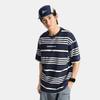 Li Ning CF Striped Comfortable Temperature Control Antibacterial Short Sleeve T-Shirt Men Tops Deep-Iris-Blue ATSV181-2