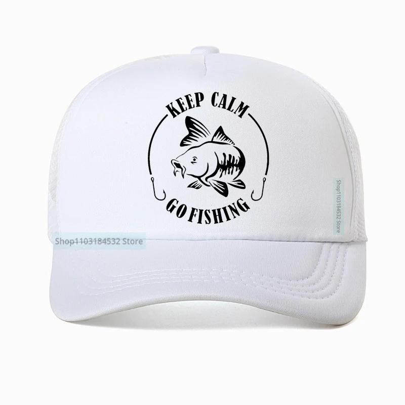 Keep Calm Go Fishing Unisex Baseball Cap High Quality Unisex outdoors hunting Fishing hat summer Mesh Sun Hat Spring Autumn visor Caps