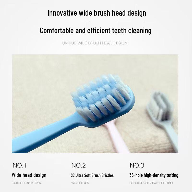 Saky Wide Head High-Density Toothbrush (Soft/Medium Bristles, 3-Pack)