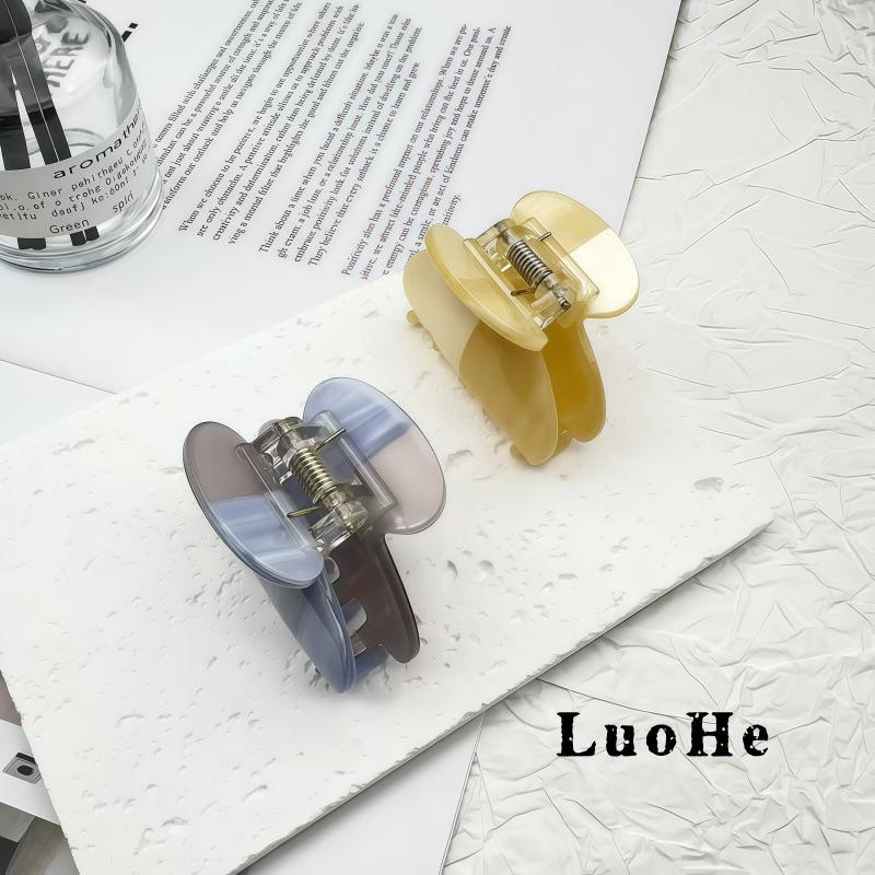 Luohe Korean Style High-End Small Claw Sweet Temperament Hair Clip for Women - Exquisite Half-Up Shark Hair Accessory